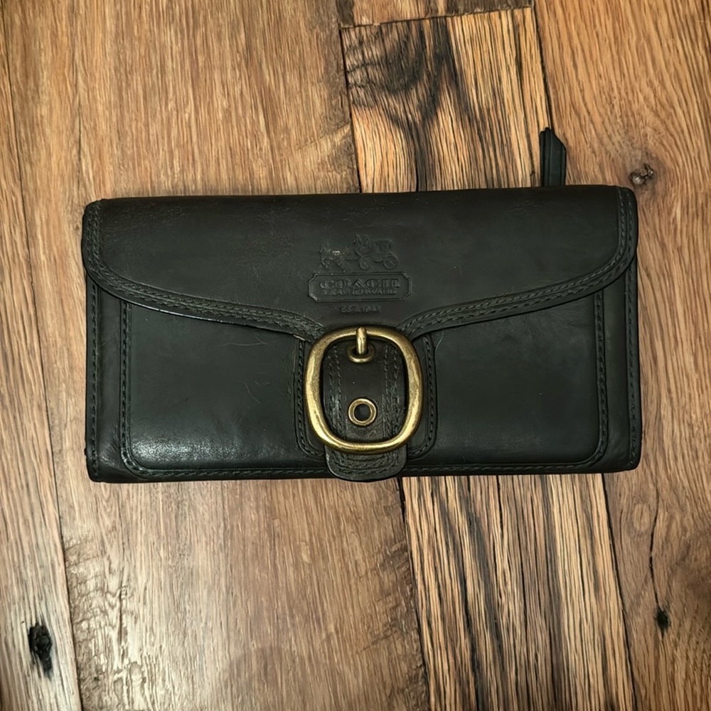 Hunter Green Leather Coach Clutch